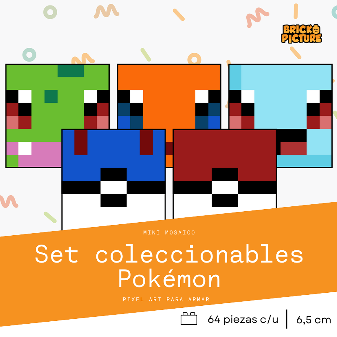 Colección Mini Mosaicos Pokémon - 64 piezas - sticker o imanes 11