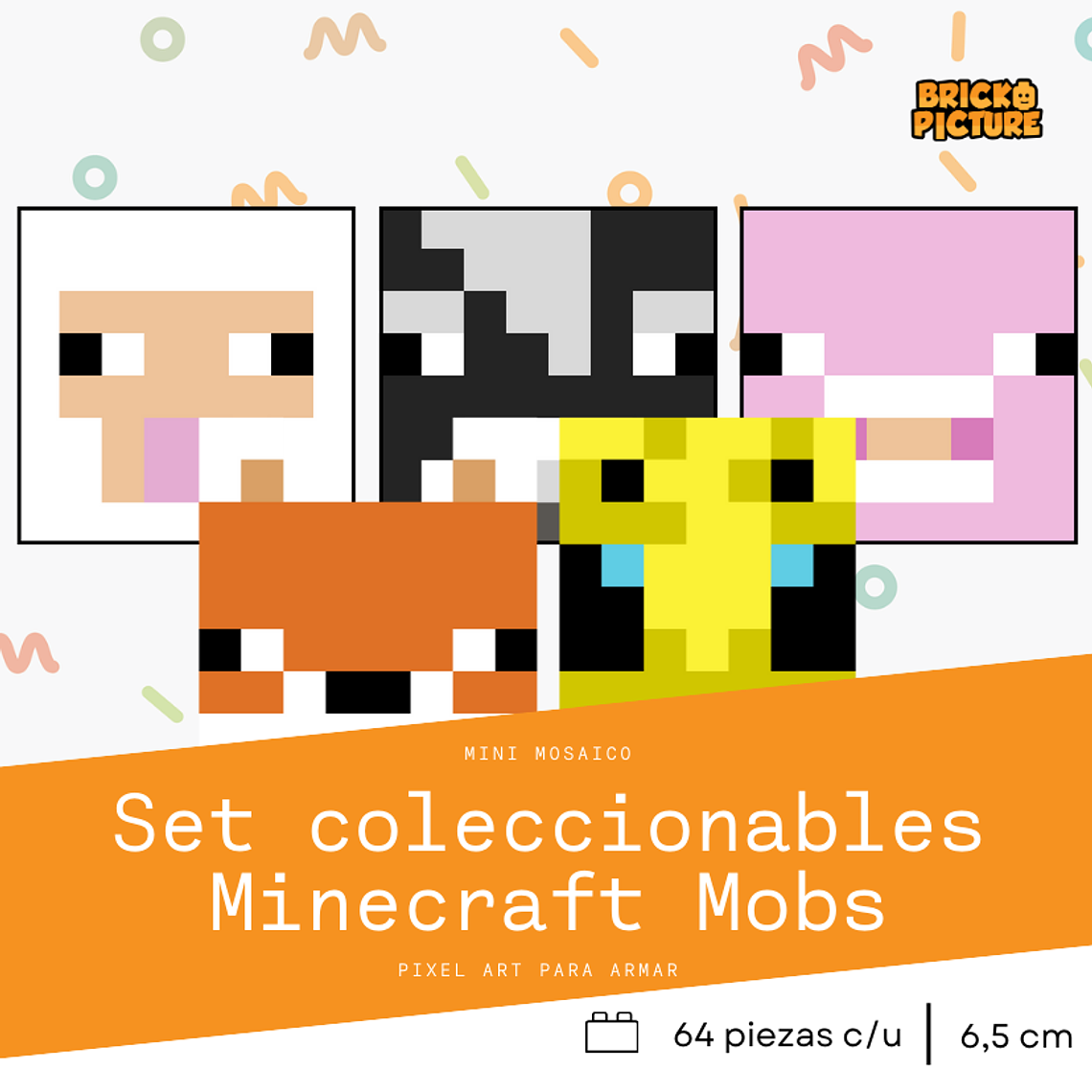 Colección Mini Mosaicos Minecraft Mobs - 64 piezas - sticker o imanes 4