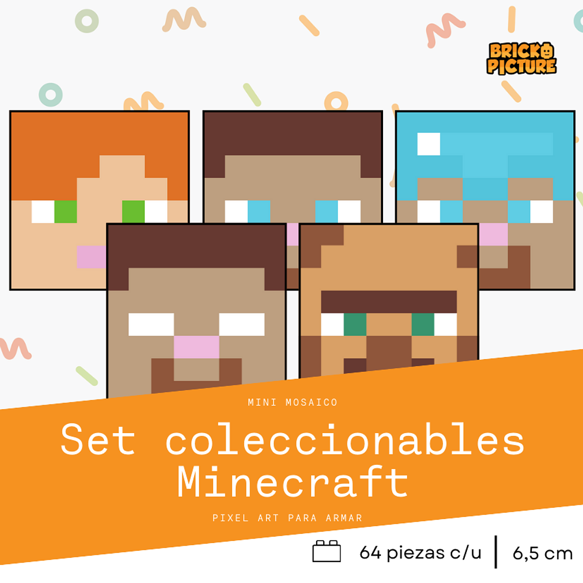 Colección Mini Mosaicos Minecraft - 64 piezas - sticker o imanes 4