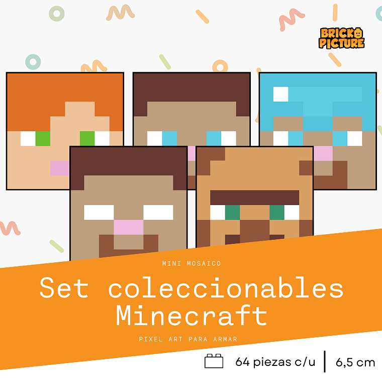Colección Mini Mosaicos Minecraft - 64 piezas - sticker o imanes 4