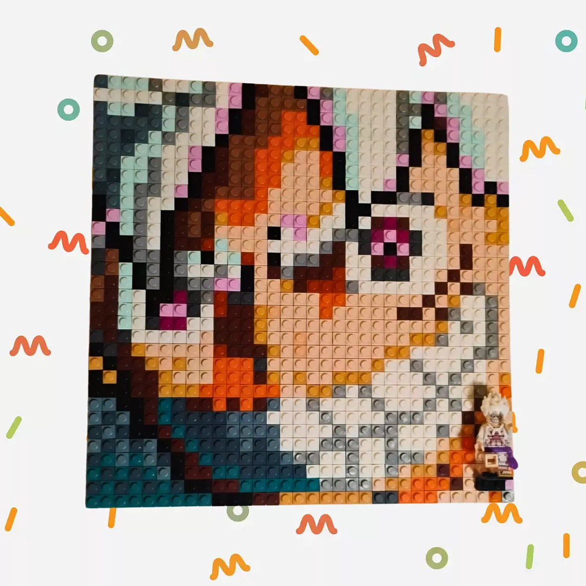 Cuadro pixel art Luffy Gear 5 - One Piece - 1024 piezas ARMADO 8