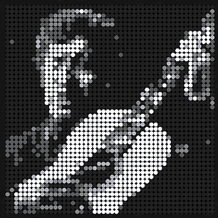 Retrato Pixel Art de Víctor Jara – Mosaico en 2500 Piezas | Diseño ARMADO