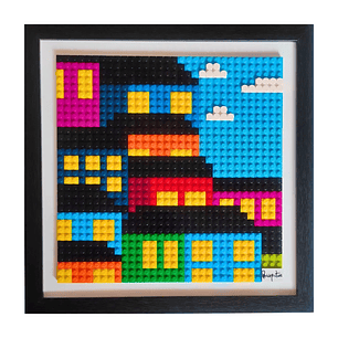 Cuadro Pixel Art Valparaíso pixelado – Mosaico Decorativo con 1024 Bloques (33x33 cm)