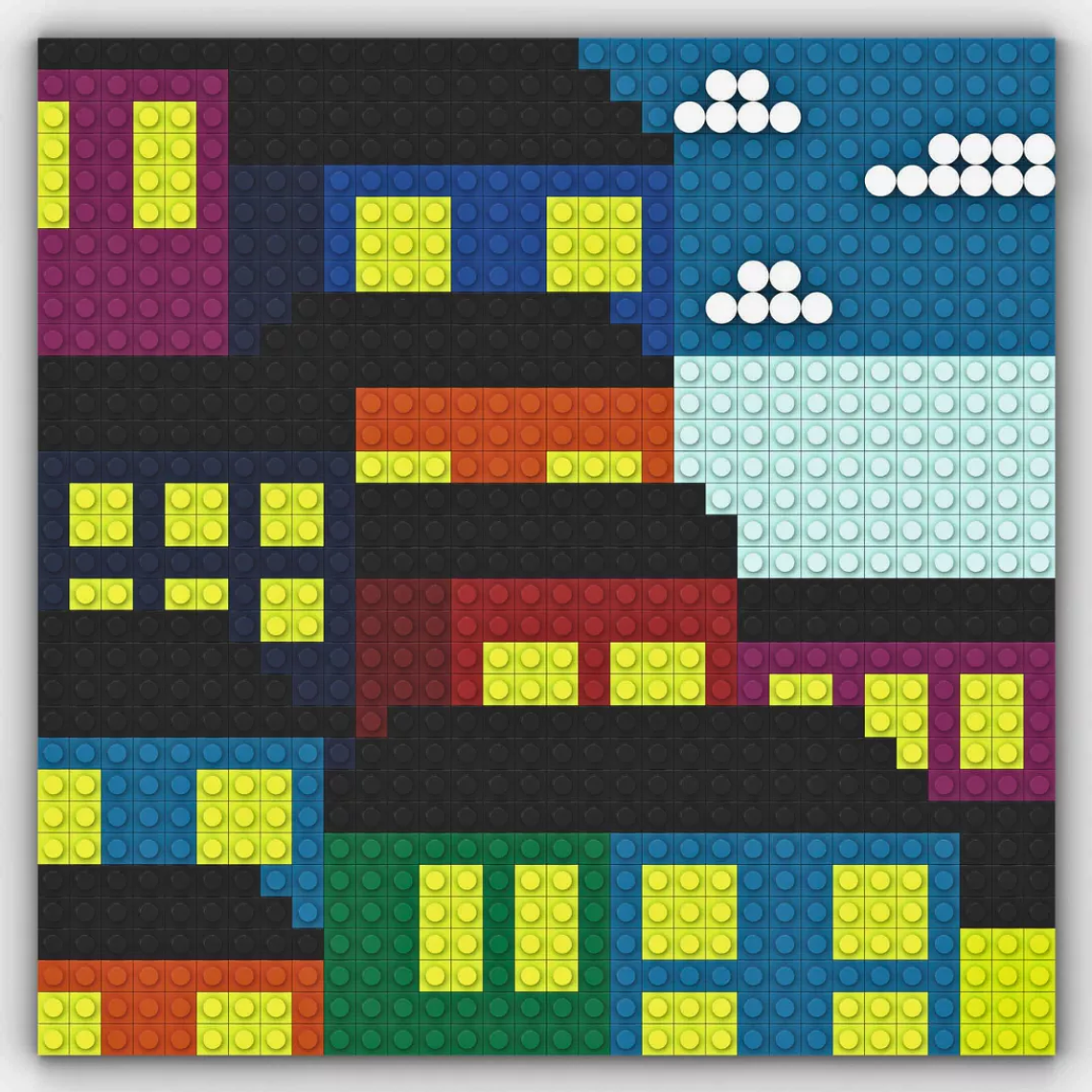 Cuadro Pixel Art Valparaíso pixelado – Mosaico Decorativo con 1024 Bloques (33x33 cm) 4