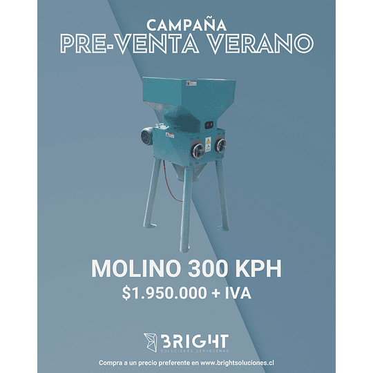 PREVENTA:<br/> Molino monofásico de 2 rodillos 300 kg/hra - Image 1