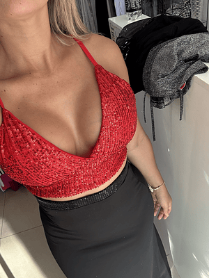 Top brillo amarre en la espalda 