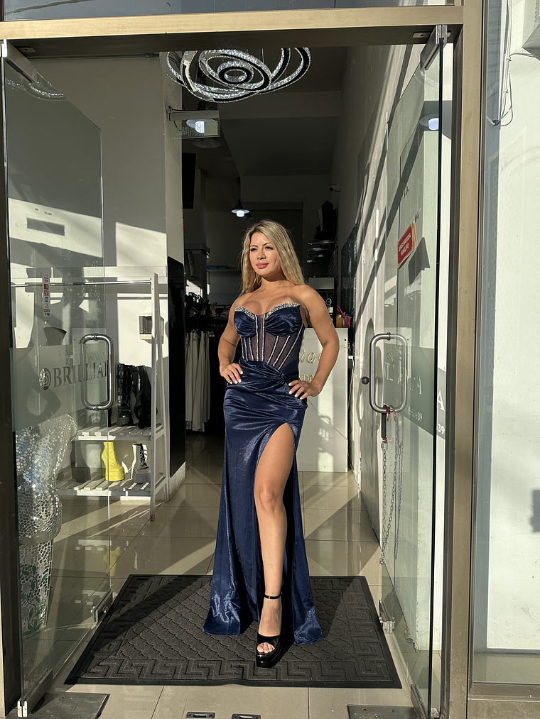 Vestido gala strass 3