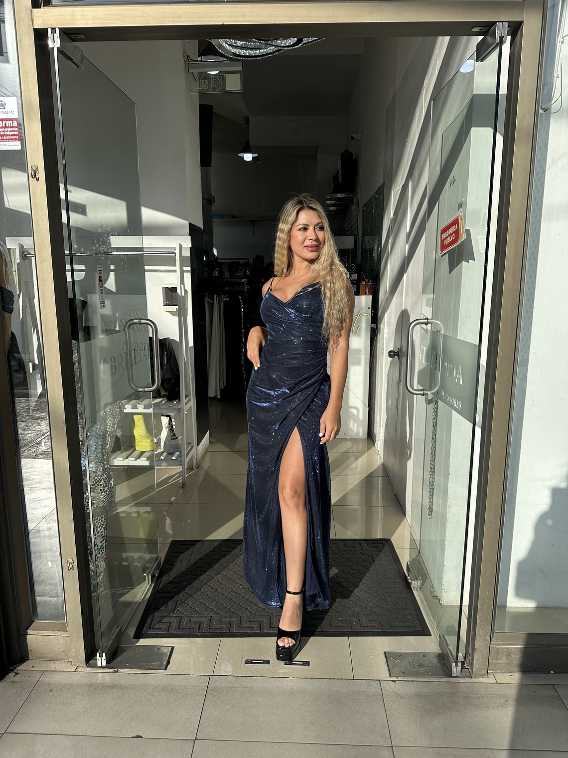 Vestido gala azul marino  1