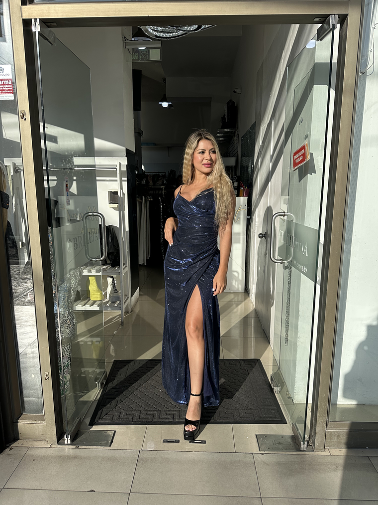 Vestido gala azul marino  1