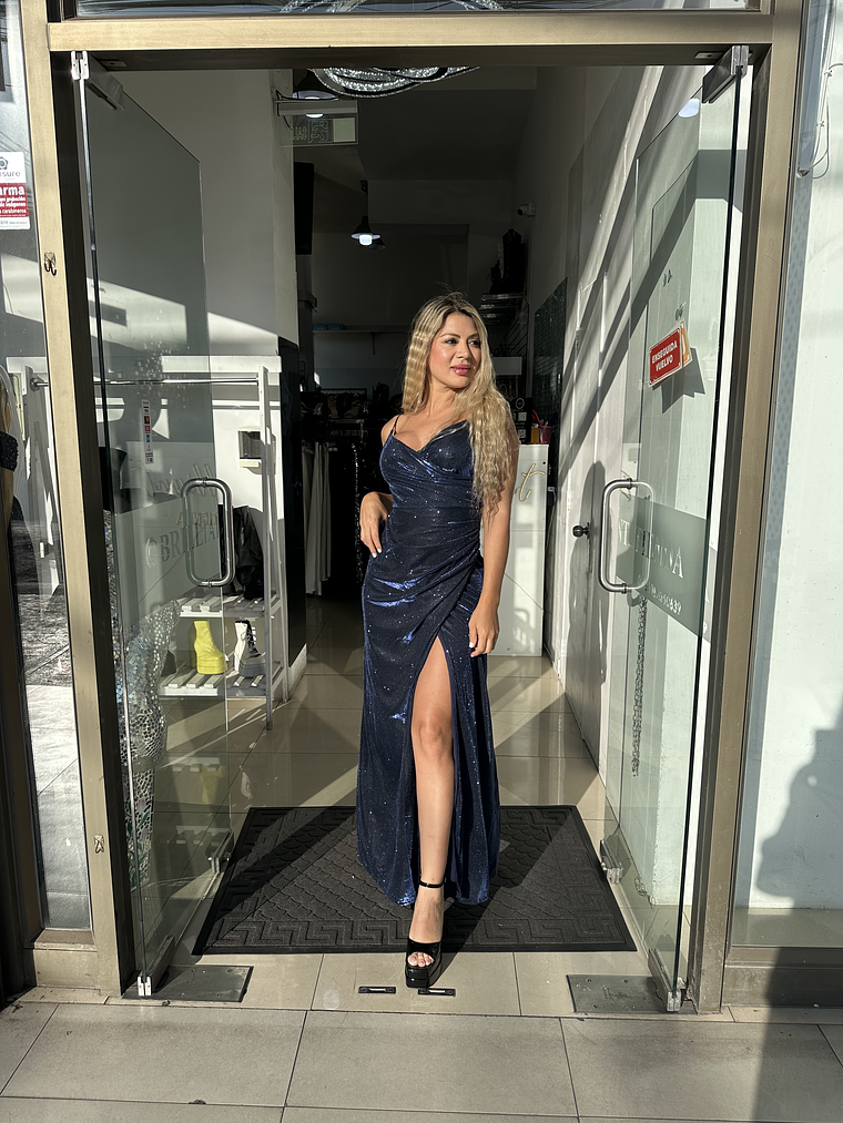 Vestido gala azul marino  2