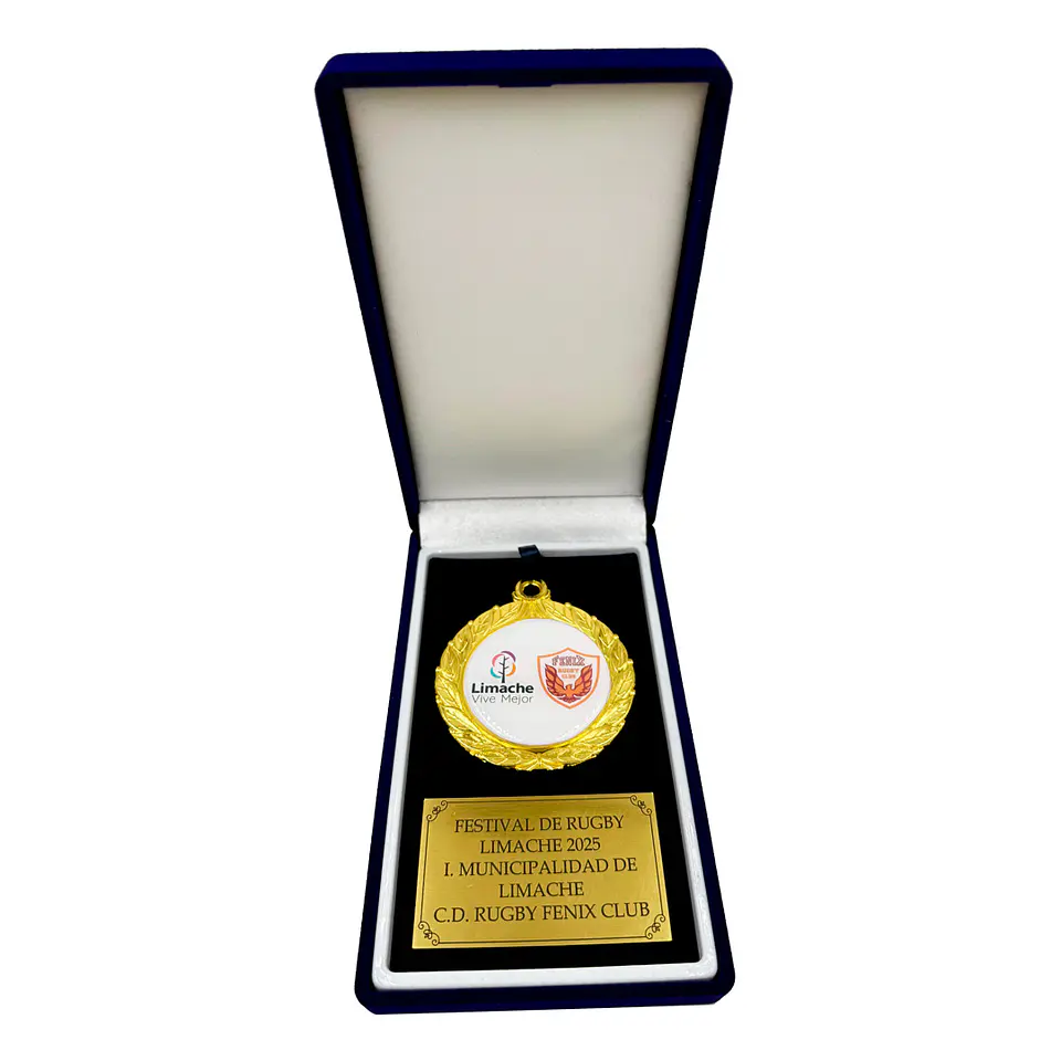 Galvano caja de terciopelo con medallón y placa 1