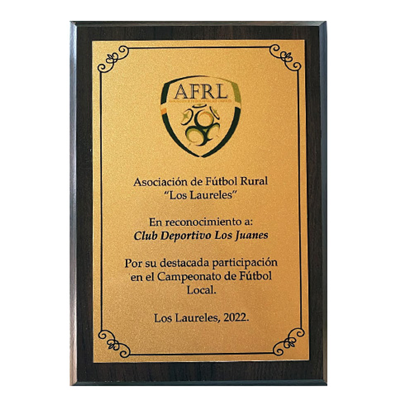 Galvano Madera MDF con placa sublimada 1