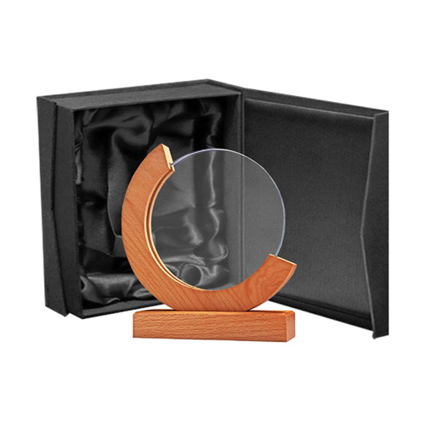 Galvano cristal redondo con madera YNB15 2