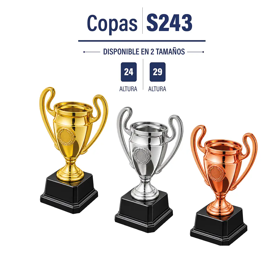Trio de copas oro, plata y bronce S243 1
