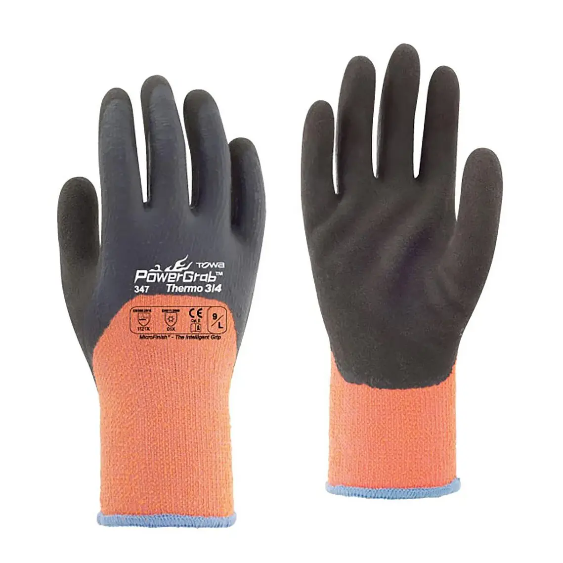 Guante Towa Polyester/Latex Powergrab Thermo 3/4 Naranjo 3
