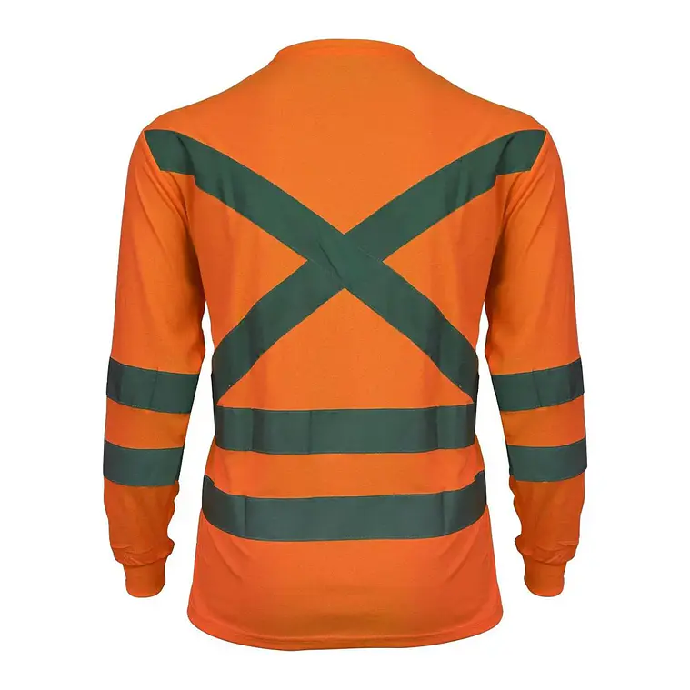 Polera Activex Polo Dry Fit Naranja Fluor C/Reflect M/Larga UV 3