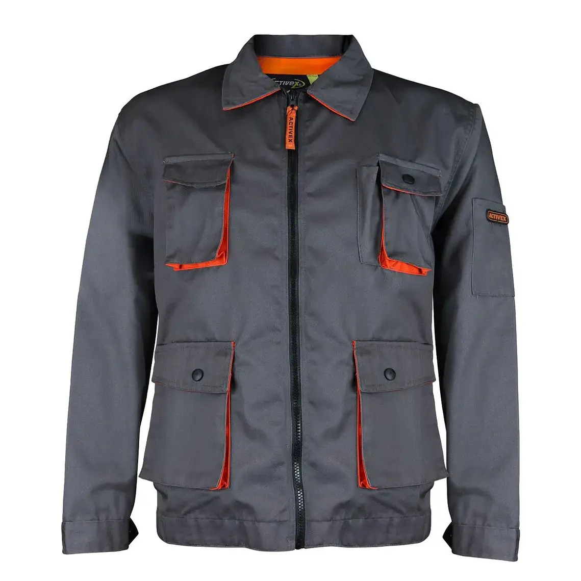 Chaqueta Manga Larga Gabardina Gris/Naranjo 1