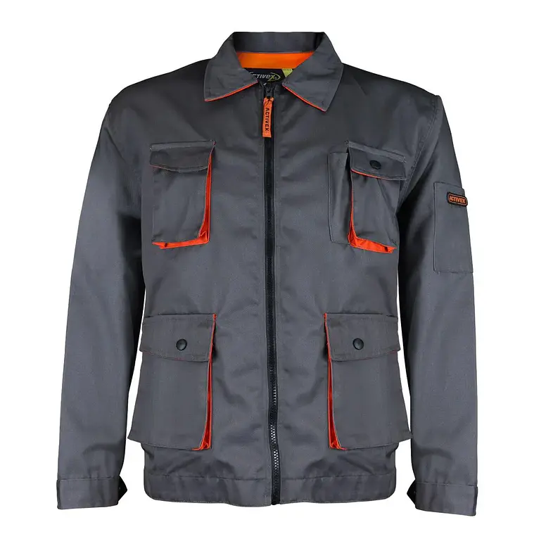 Chaqueta Manga Larga Gabardina Gris/Naranjo 1