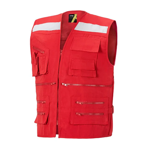Chaleco Activex Geologo Canvas 250Gr Rojo C/Reflectante