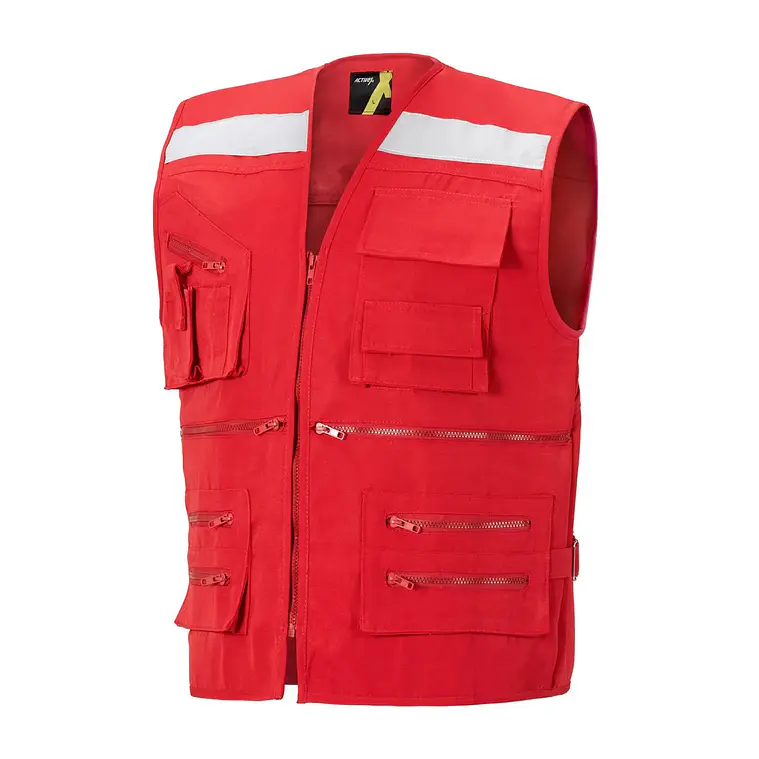 Chaleco Activex Geologo Canvas 250Gr Rojo C/Reflectante 2