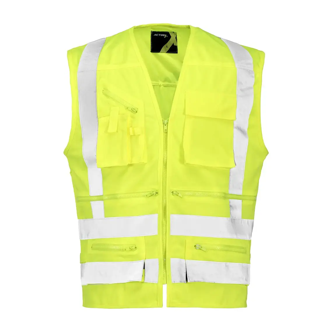 Chaleco Geólogo Cinta 360° Verde Fluor 1