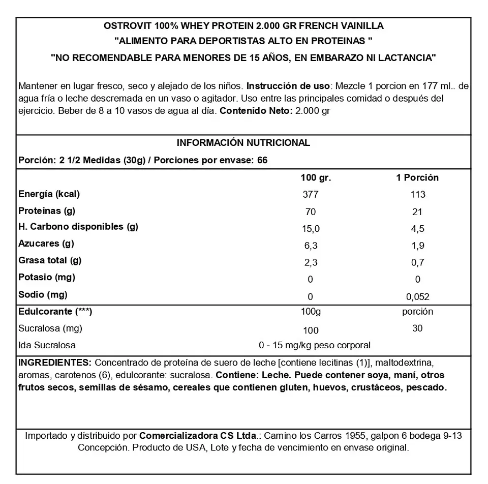 Proteína Whey Ostrovit Vainilla 2 kg 2