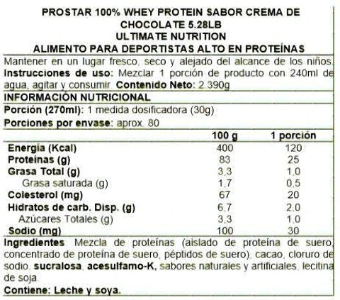 Proteína Whey Ultimate Nutrition Prostar Cookies and Cream 5 lb