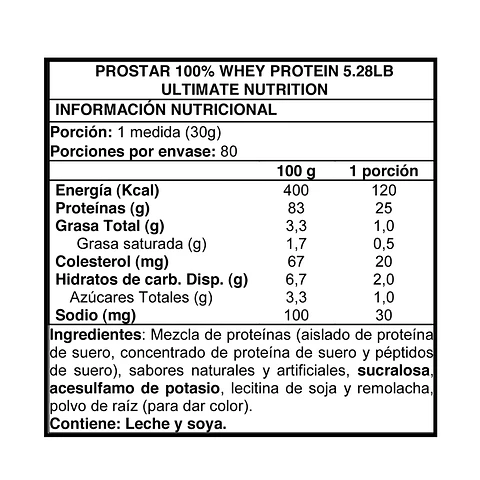 Proteína Whey Ultimate Nutrition Prostar Frutilla 5 lb