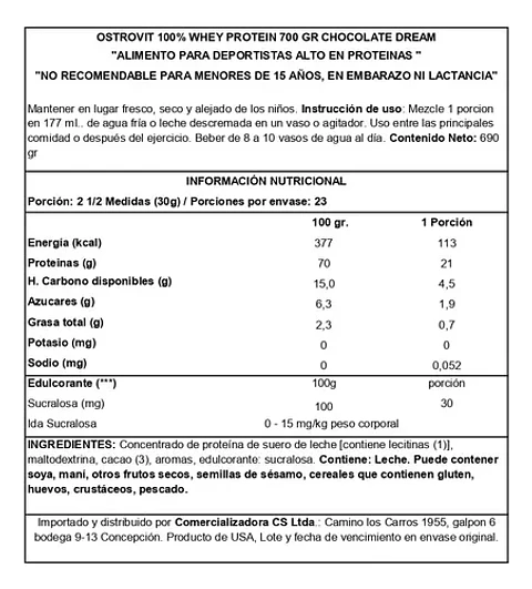 Proteína Whey Ostrovit Chocolate 700 g