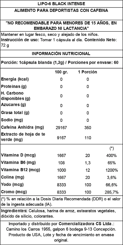 Quemador de Grasa Nutrex Lipo-6 Black 60 Cápsulas
