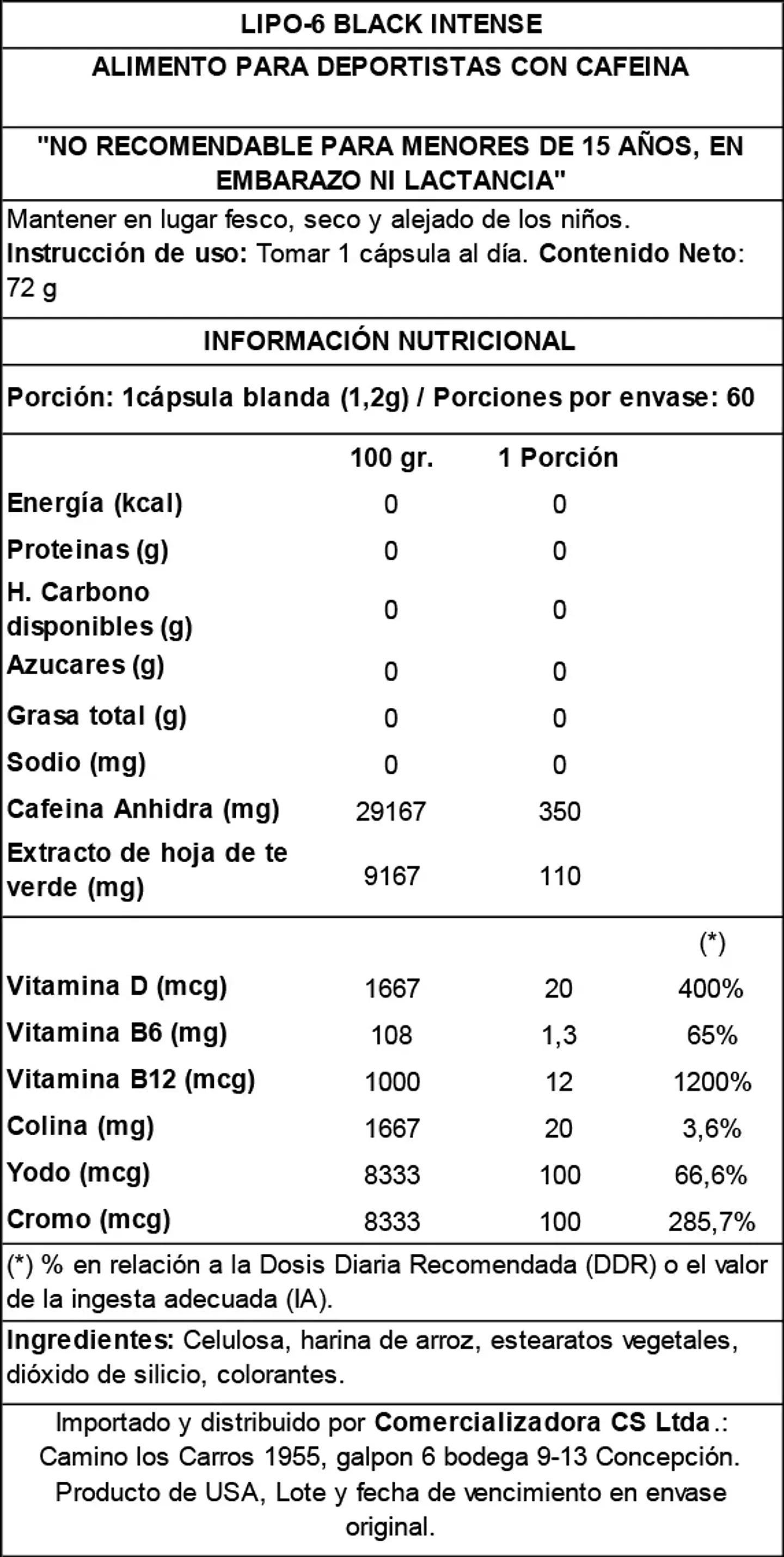 Quemador de Grasa Nutrex Lipo-6 Black 60 Cápsulas 2