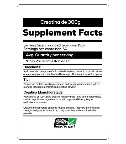 Creatina Monohidratada Optimum Nutrition 300 g Polvo