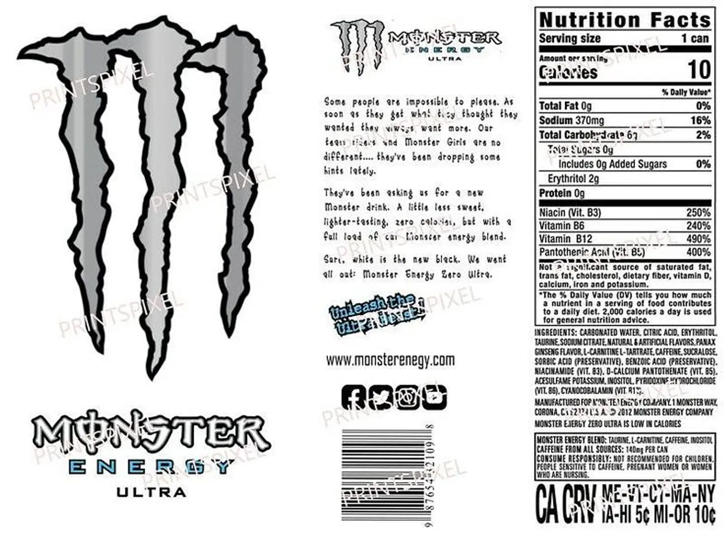 Bebida Energética Monster Energy Zero Ultra Blanca 473 ml 2