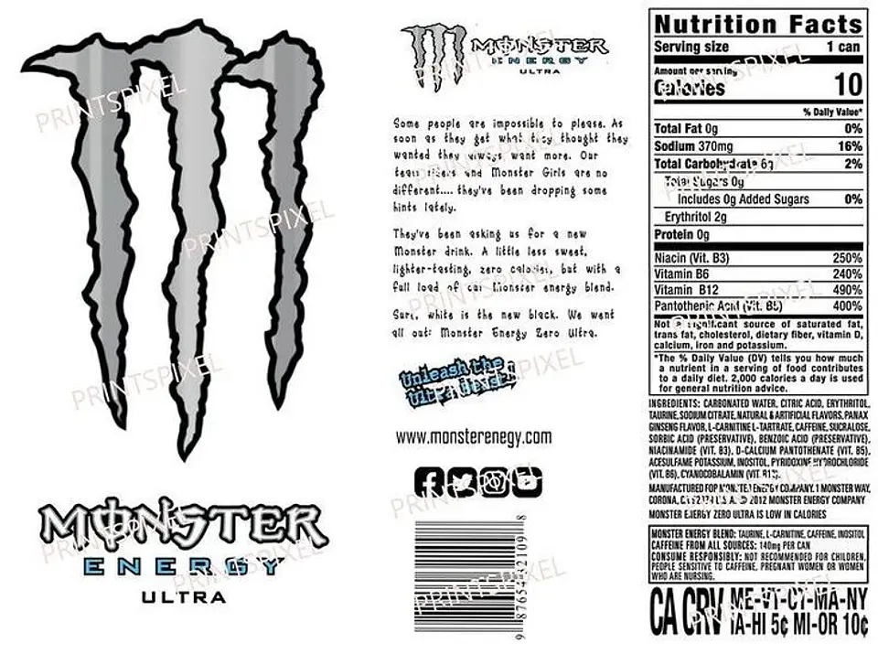 Bebida Energética Monster Energy Zero Ultra Blanca 473 ml 2