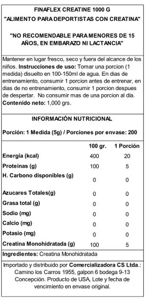 Creatina Monohidratada Finaflex 1 kg Polvo