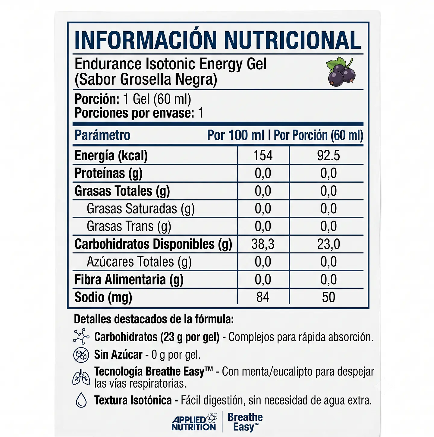 Gel Energético Applied Nutrition 60 ml 2