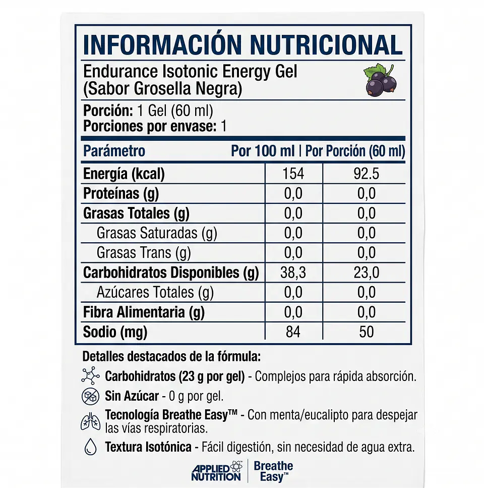 Gel Energético Applied Nutrition 60 ml 2