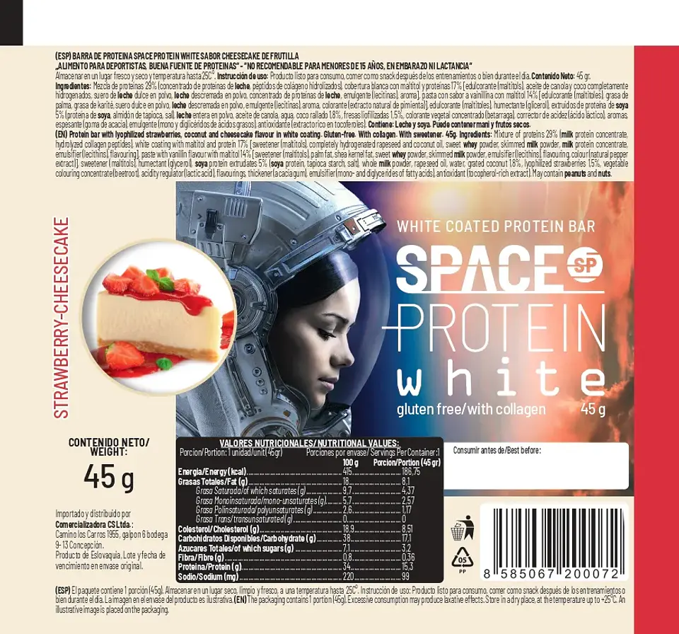 Barra Proteica Space Strawberry Cheesecake 45 g 2