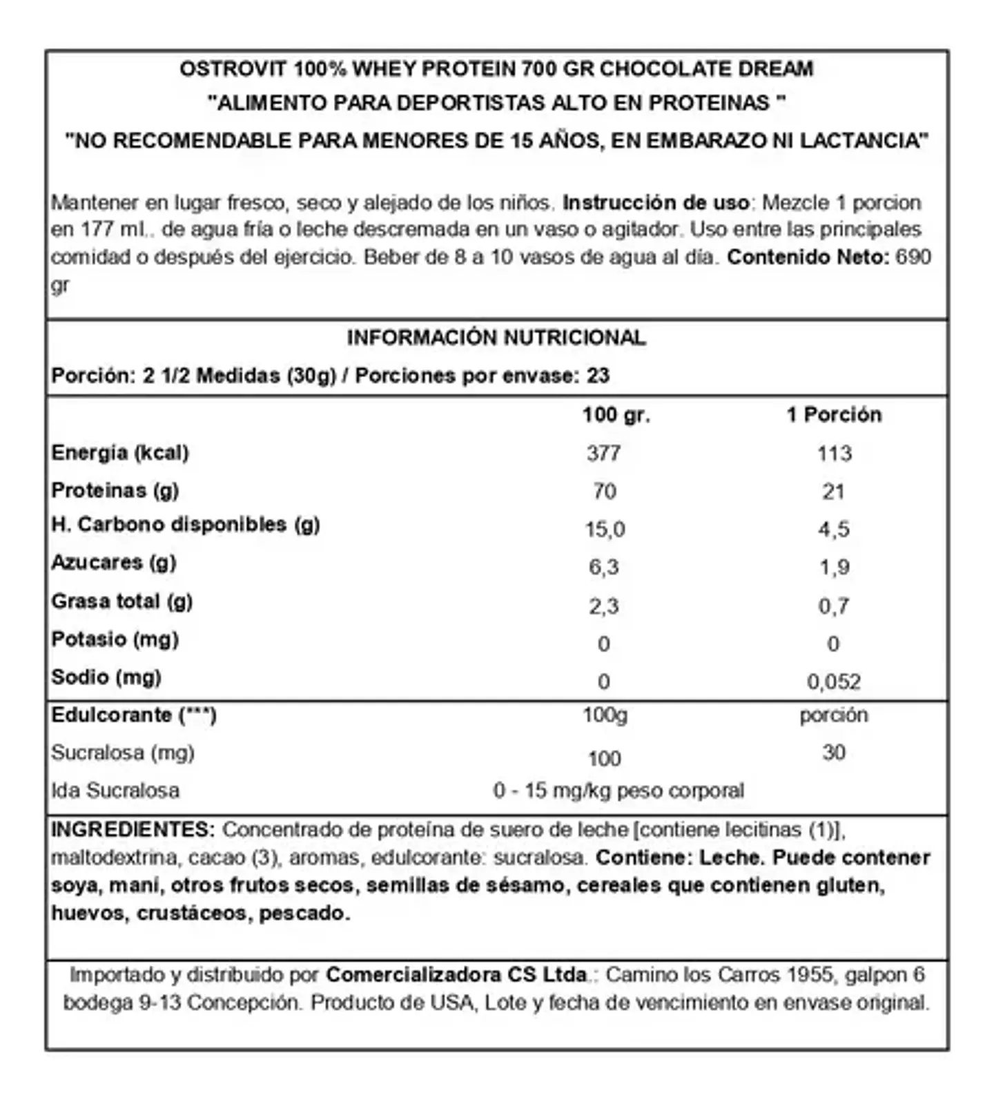 Proteína Whey Ostrovit Chocolate Blanco 2 kg 2
