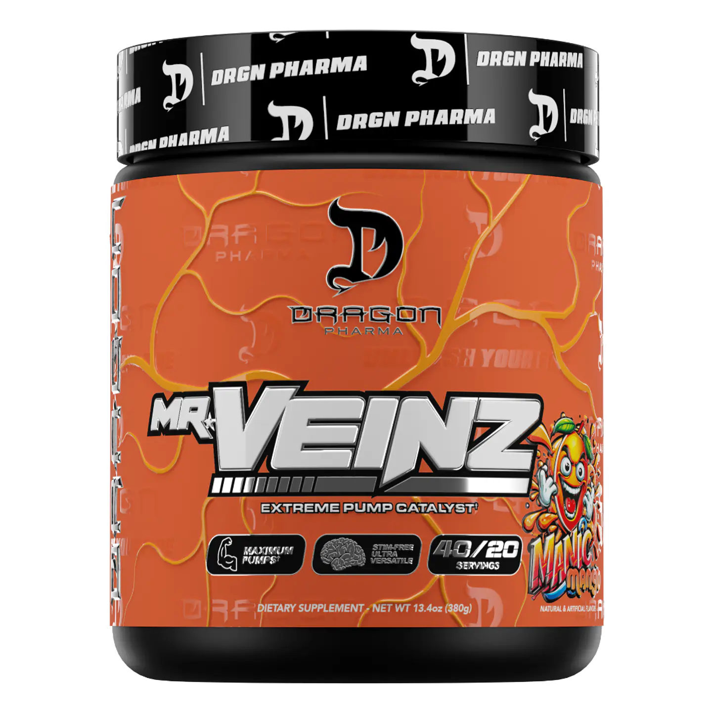 Pre Entreno Dragon Pharma Mr. Veinz Naranja 380 g 1