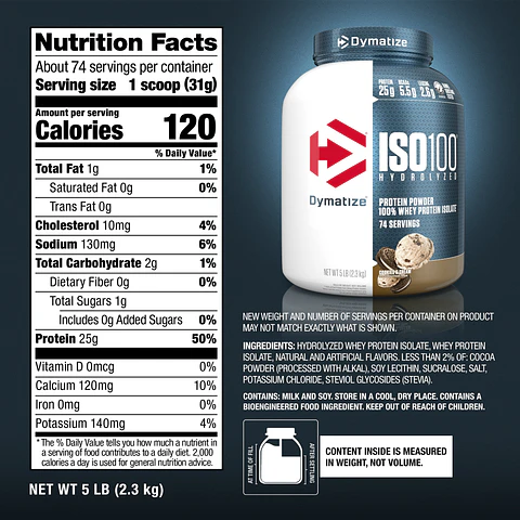 Proteína Aislada Dymatize ISO100 Cookies and Cream 5 lb