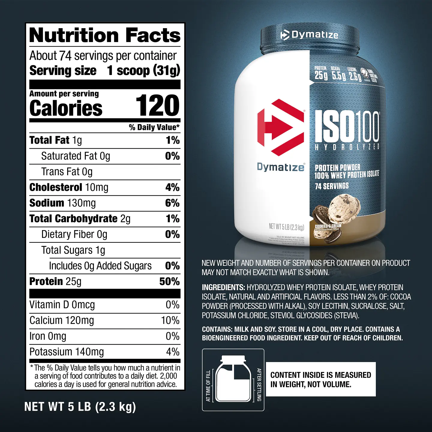 Proteína Aislada Dymatize ISO100 Cookies and Cream 5 lb 2