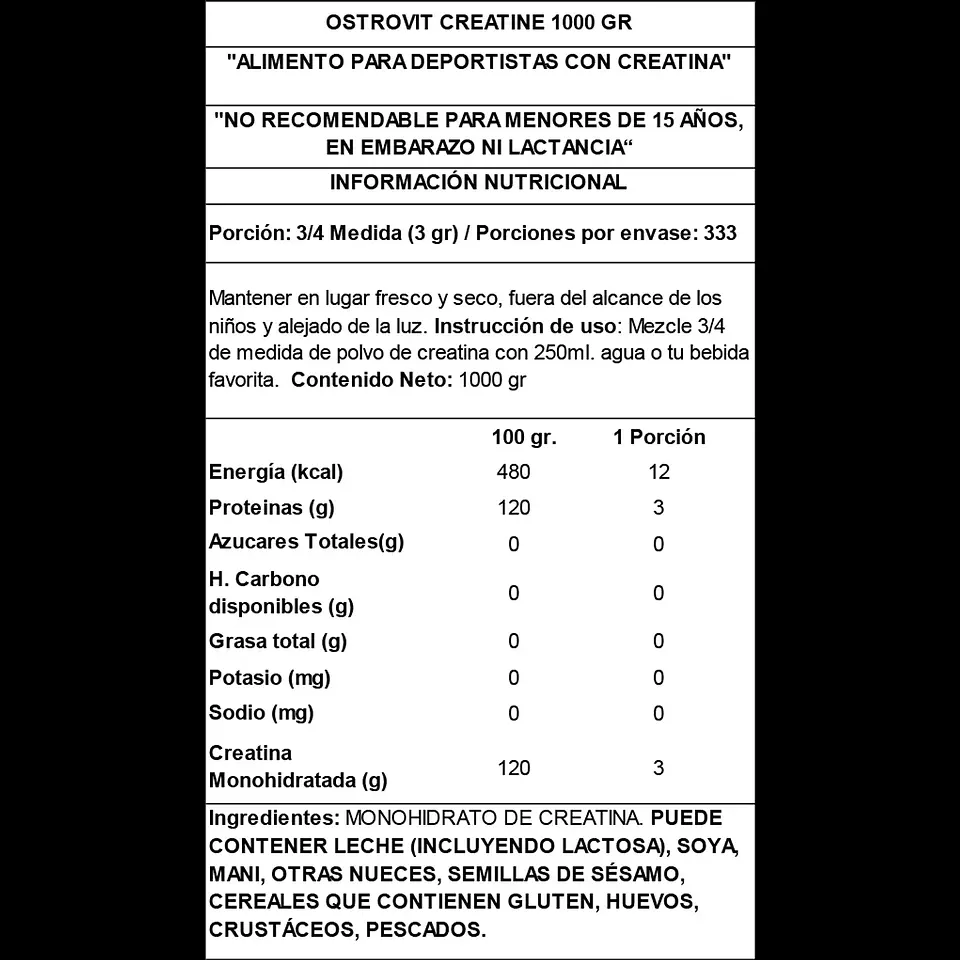 Creatina Monohidratada Ostrovit 1 kg Polvo 2