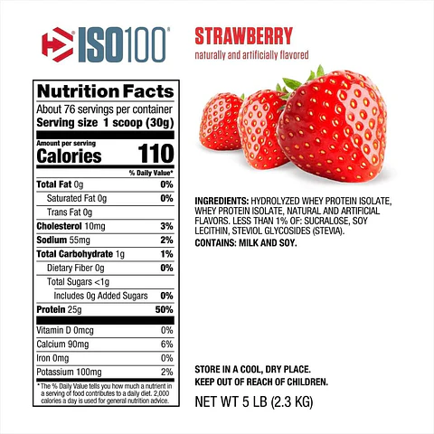 Proteína Aislada Dymatize ISO100 Frutilla 5 lb