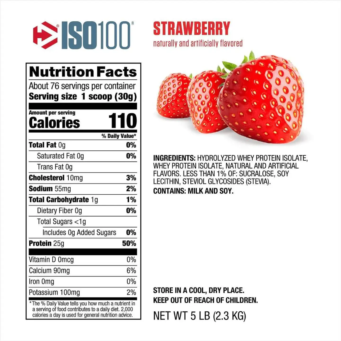 Proteína Aislada Dymatize ISO100 Frutilla 5 lb 2