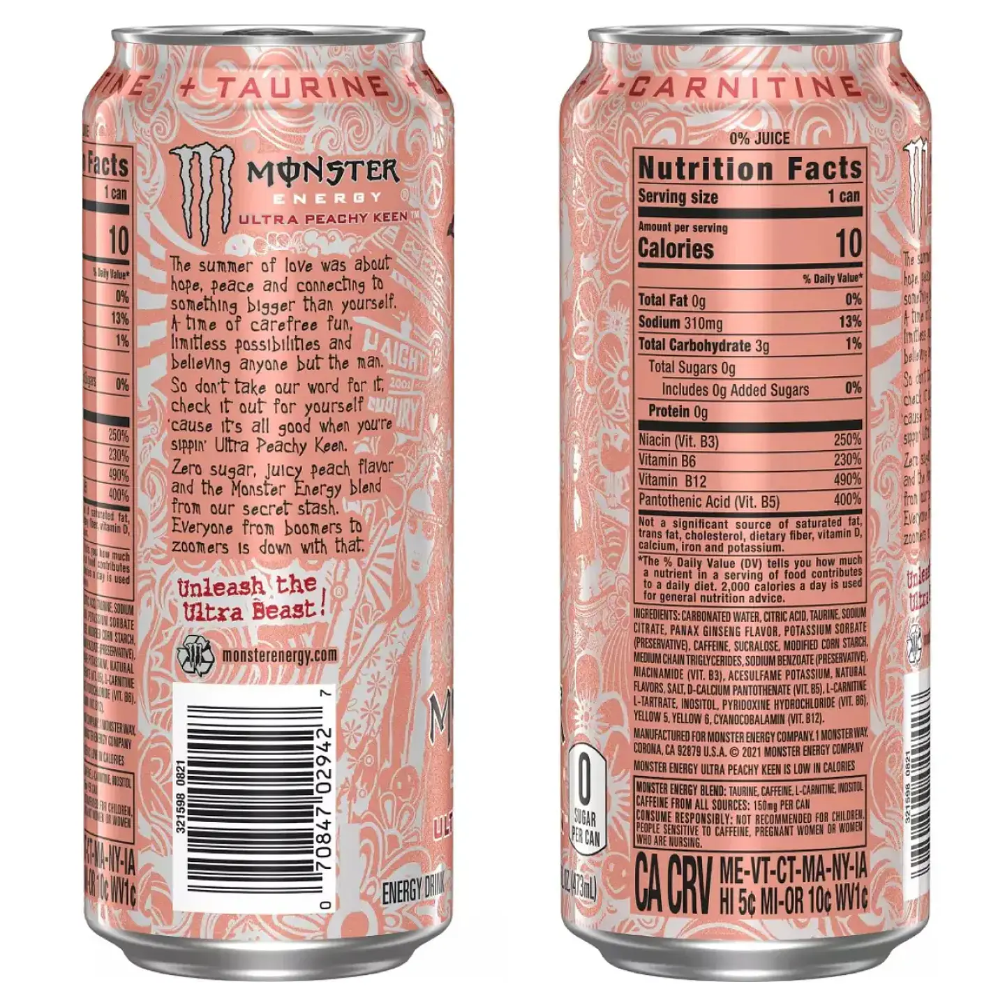 Bebida Energética Monster Energy Ultra Peachy Keen 473 ml 2