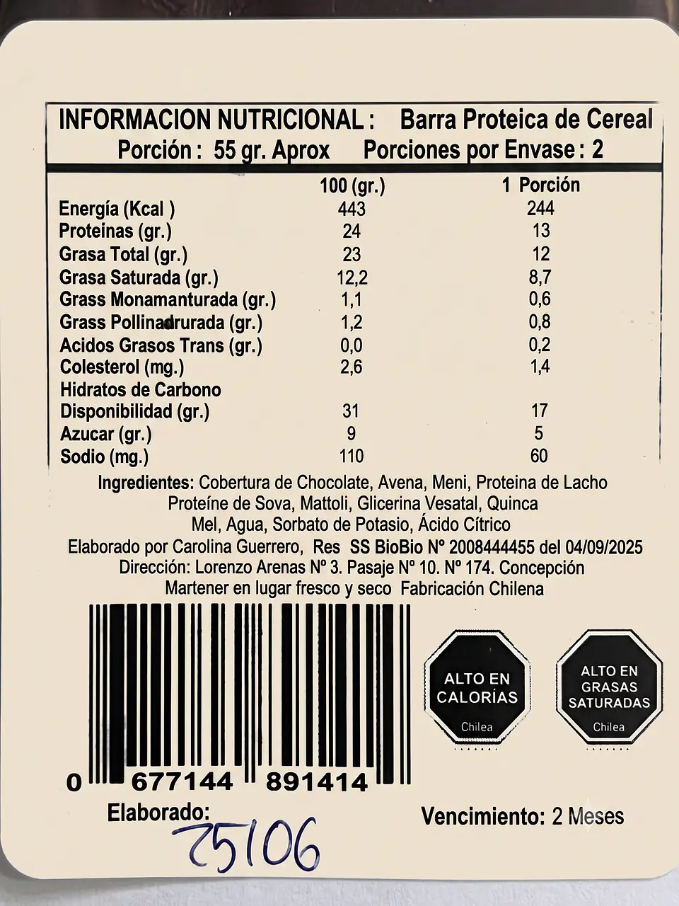 Barra Proteica Bio Rebel Chocolate 24 g 2
