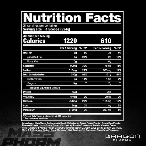 Ganador de Masa Dragon Pharma Mass Gainer Chocolate 12 lb