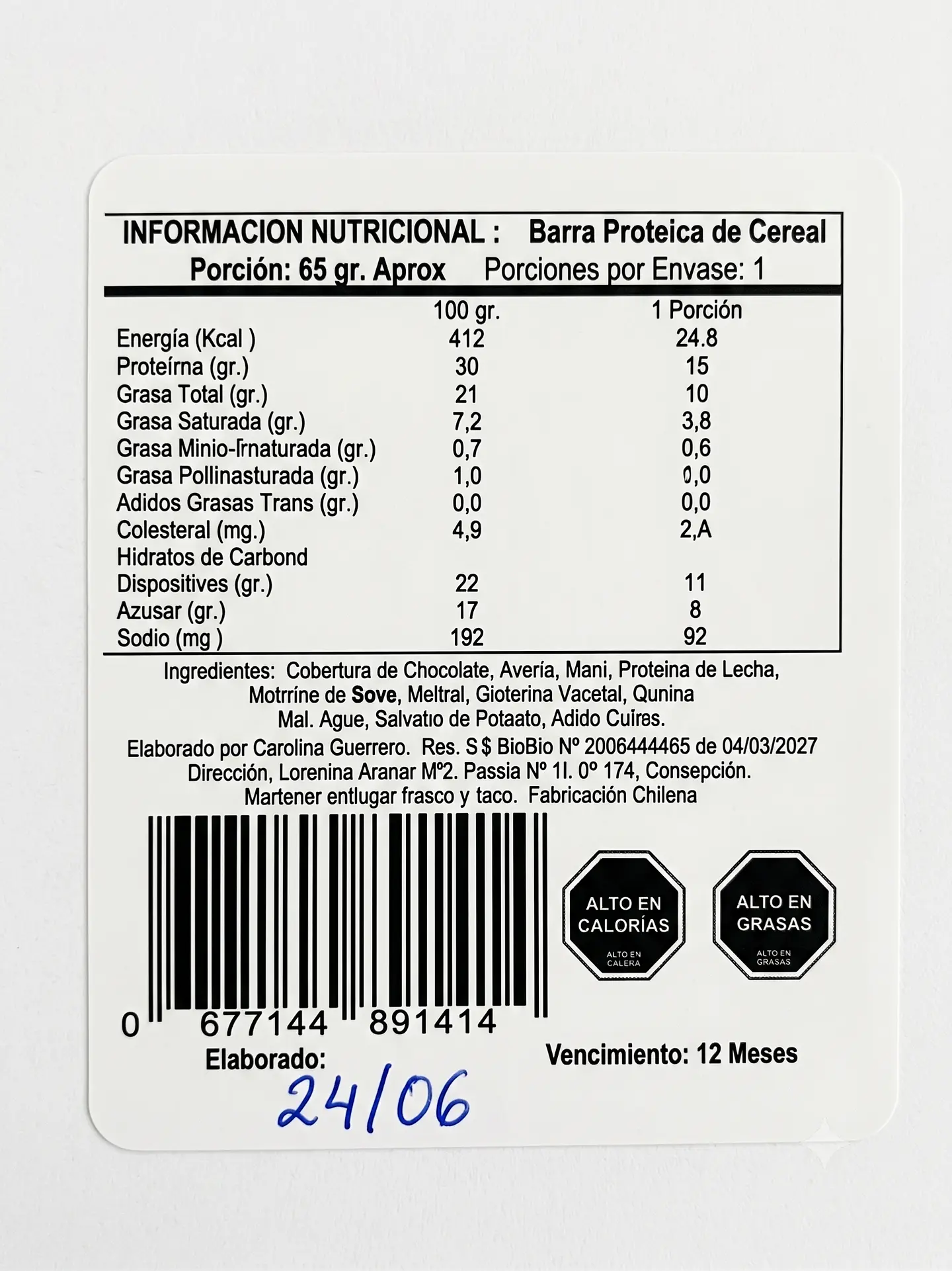 Barra Proteica Bio Rebel Chocolate 15 g 2