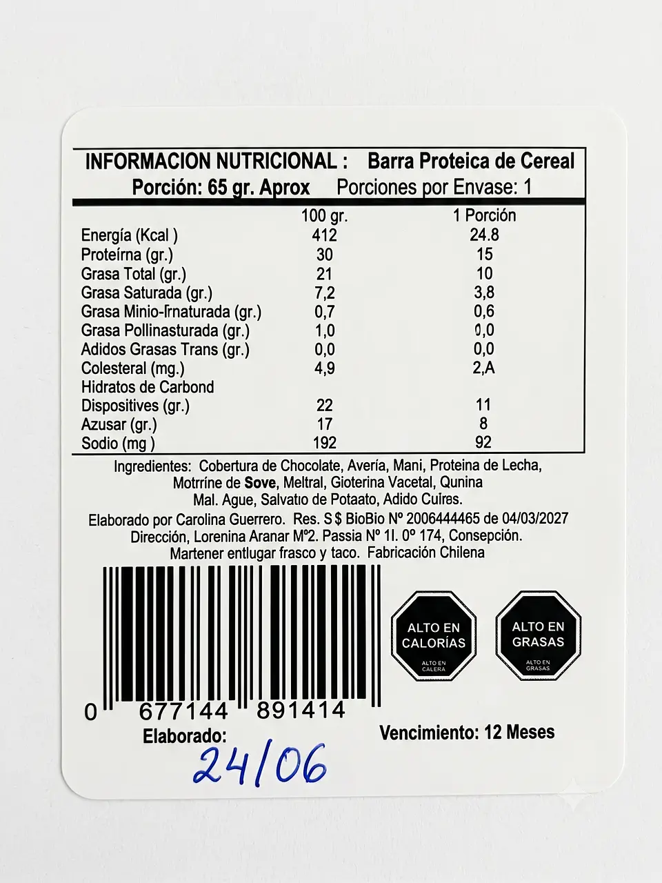 Barra Proteica Bio Rebel Chocolate 15 g 2